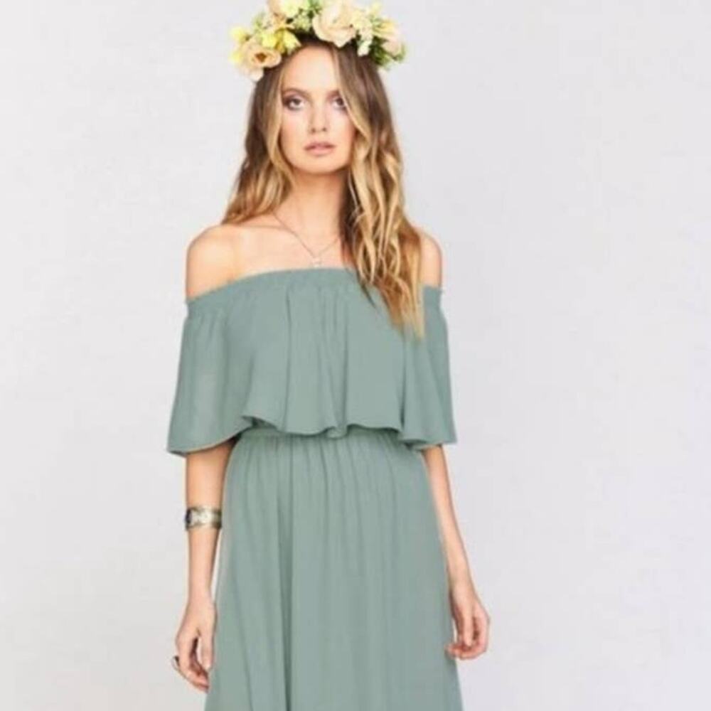 Show Me Your MuMu Off-Shoulder Green Maxi Dress